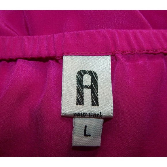 AVENUE A NYC Vibrant Magenta Pink Barbiecore Silk Lolita Sun Dress size Large - Picture 5 of 5